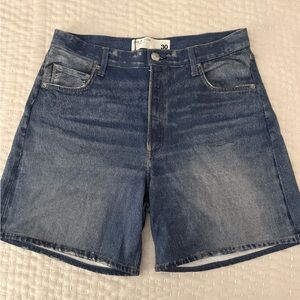 rag & bone Miramar Terry Distressed Mid-Rise Denim Shorts in Blue Wash